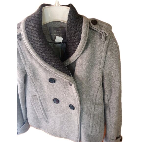 J. CREW women's Stadium Cloth Wool Pea Coat 0 Nello Gori Gray Hermione Granger - Picture 3 of 10